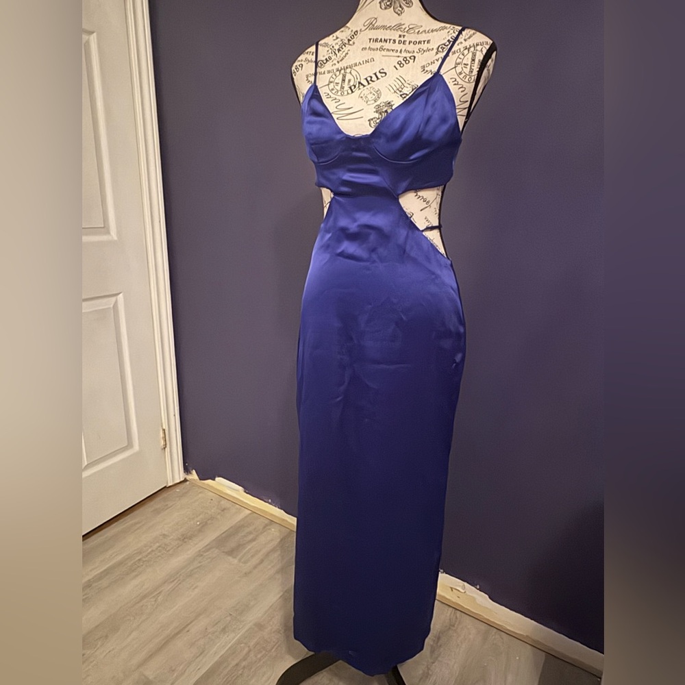 Zara Royal Blue Satin Maxi Dress